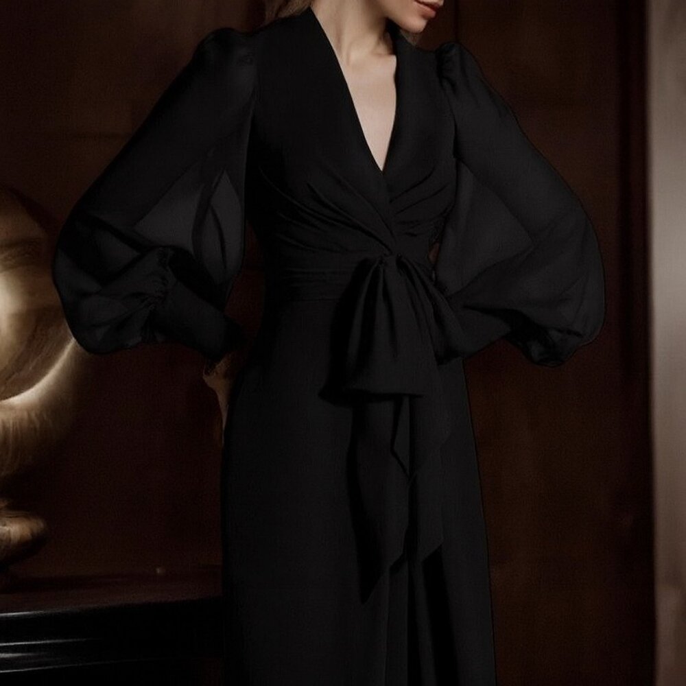 V-neck Long Sleeves Gown